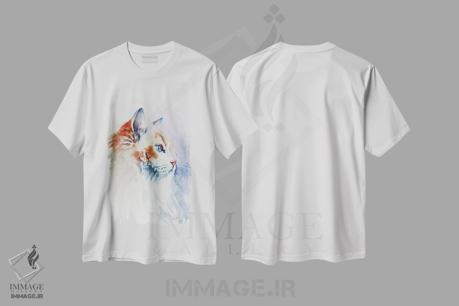 تیشرت طرح دار پرترهٔ گربه ۳، دکور معاصر اثر آنا بریجیتا کوواچ | immage.ir