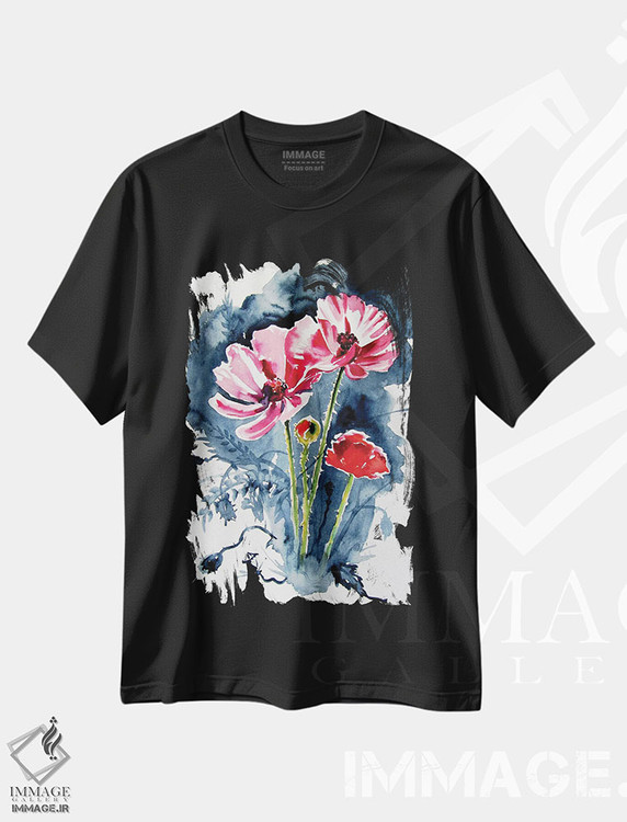 تیشرت طرح دار چند گل شقایق، دکور معاصر اثر آنا بریجیتا کوواچ | فروشگاه ایماژ