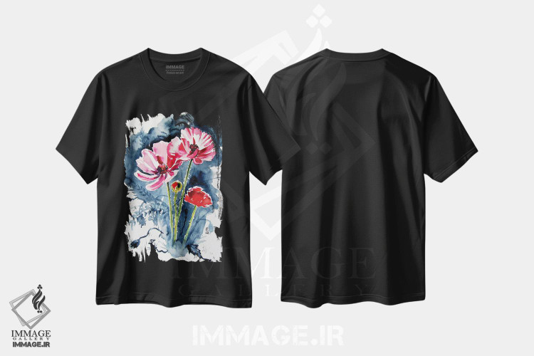 تیشرت طرح دار چند گل شقایق، دکور معاصر اثر آنا بریجیتا کوواچ | فروشگاه ایماژ