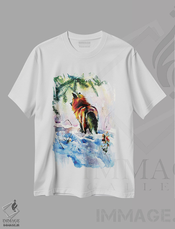 تیشرت طرح دار روباه قرمز در حال تماشای زمستان، تزئینی اثر آنا بریجیتا کوواچ | immage.ir