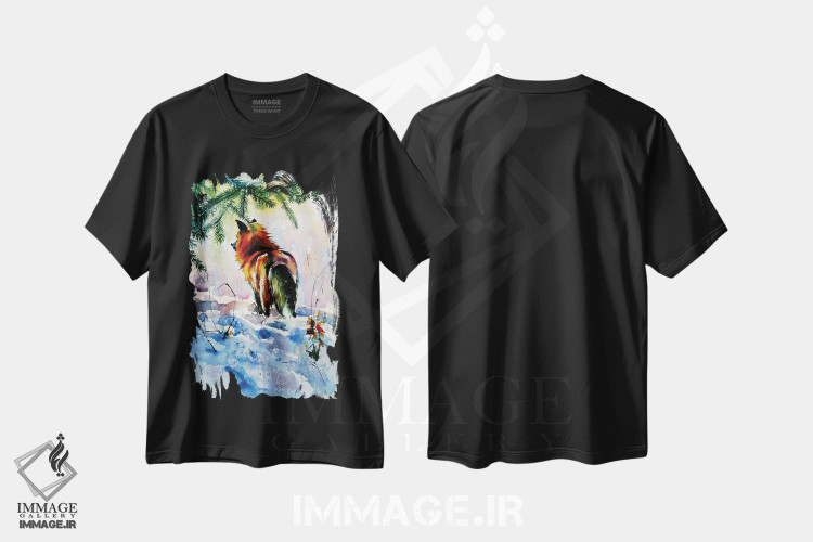 تیشرت طرح دار روباه قرمز در حال تماشای زمستان، تزئینی اثر آنا بریجیتا کوواچ | فروشگاه ایماژ