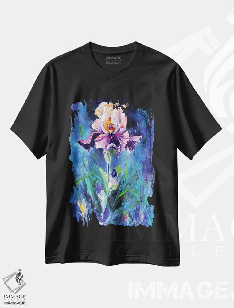 تیشرت طرح دار سوسن بنفش ۲، تزئینی اثر آنا بریجیتا کوواچ | فروشگاه ایماژ