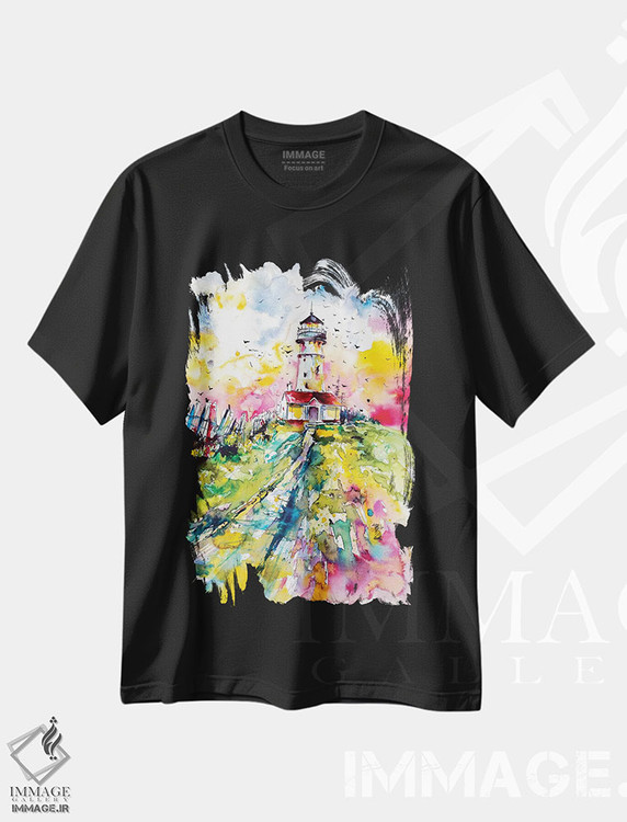 تیشرت طرح دار فانوس دریایی با پرندگان، مدیوم اثر آنا بریجیتا کوواچ | فروشگاه ایماژ