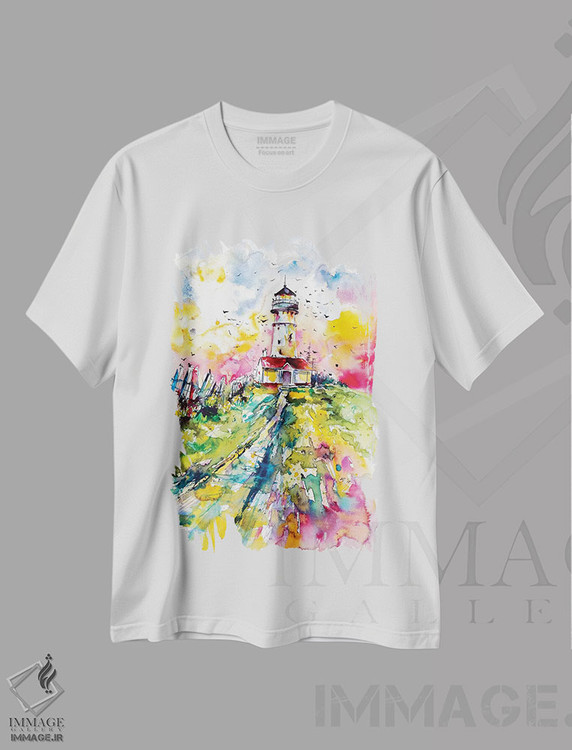 تیشرت طرح دار فانوس دریایی با پرندگان، مدیوم اثر آنا بریجیتا کوواچ | immage.ir
