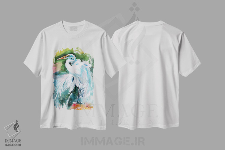 تیشرت طرح دار حواصیل سفید، دکور ساحلی اثر آنا بریجیتا کوواچ | immage.ir