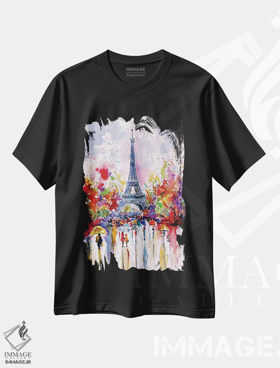 تیشرت طرح دار برج ایفل در پاییز، دکور معاصر اثر آنا بریجیتا کوواچ | فروشگاه ایماژ