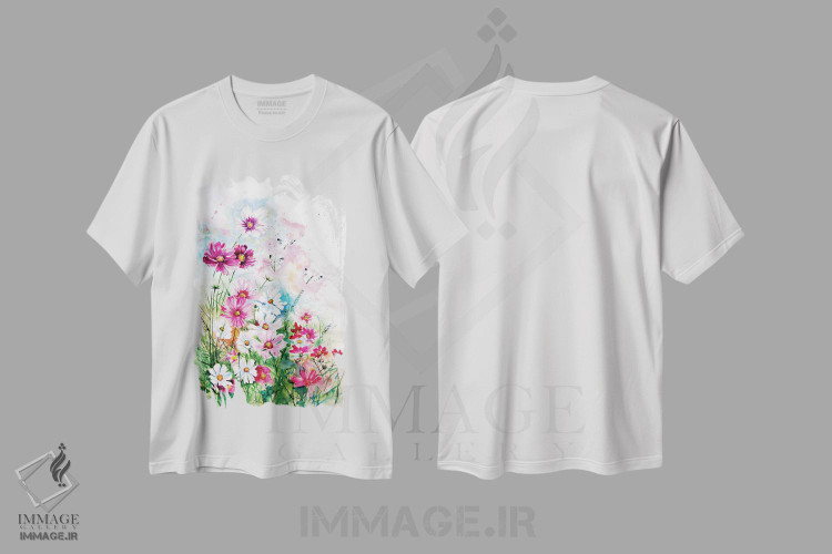 تیشرت طرح دار گل های کیهانی با پروانه ها، دکور معاصر اثر آنا بریجیتا کوواچ | immage.ir