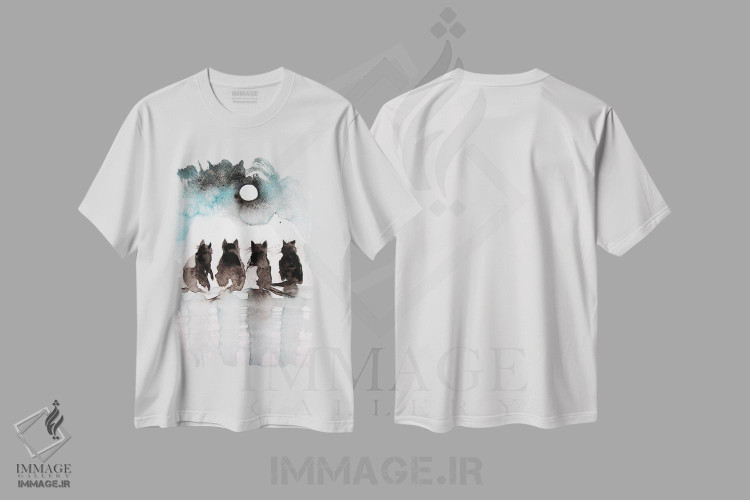 تیشرت طرح دار گربه های سیاه، تزئینی اثر آنا بریجیتا کوواچ | immage.ir