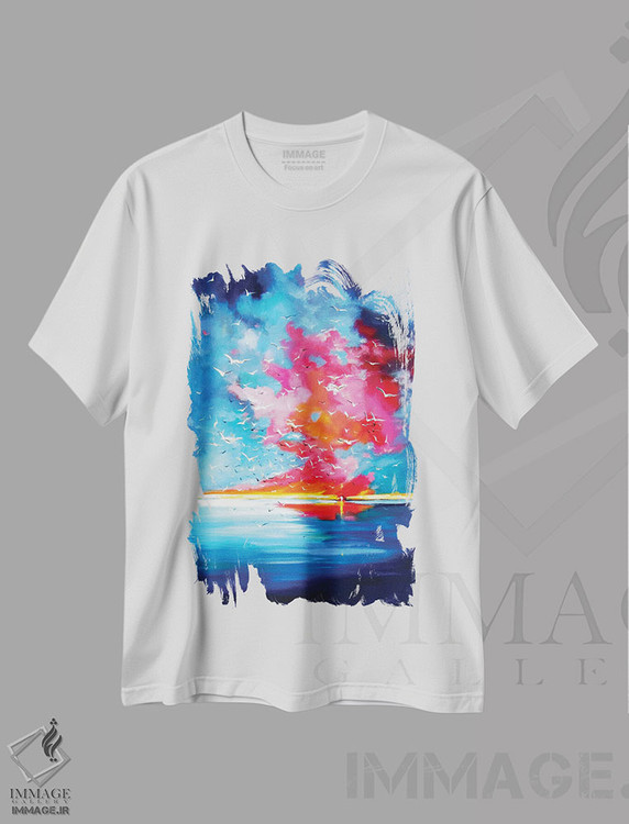 تیشرت طرح دار غروب همراه با پرندگان، تزئینی اثر آنا بریجیتا کوواچ | immage.ir