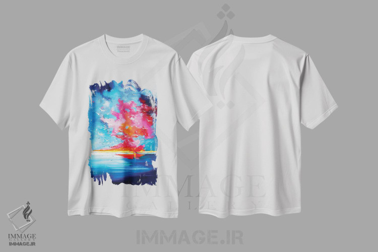 تیشرت طرح دار غروب همراه با پرندگان، تزئینی اثر آنا بریجیتا کوواچ | immage.ir