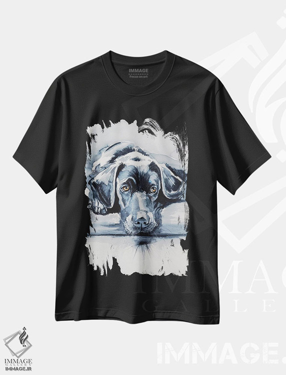 تیشرت طرح دار لابرادور سیاه، مدیوم اثر آنا بریجیتا کوواچ | فروشگاه ایماژ