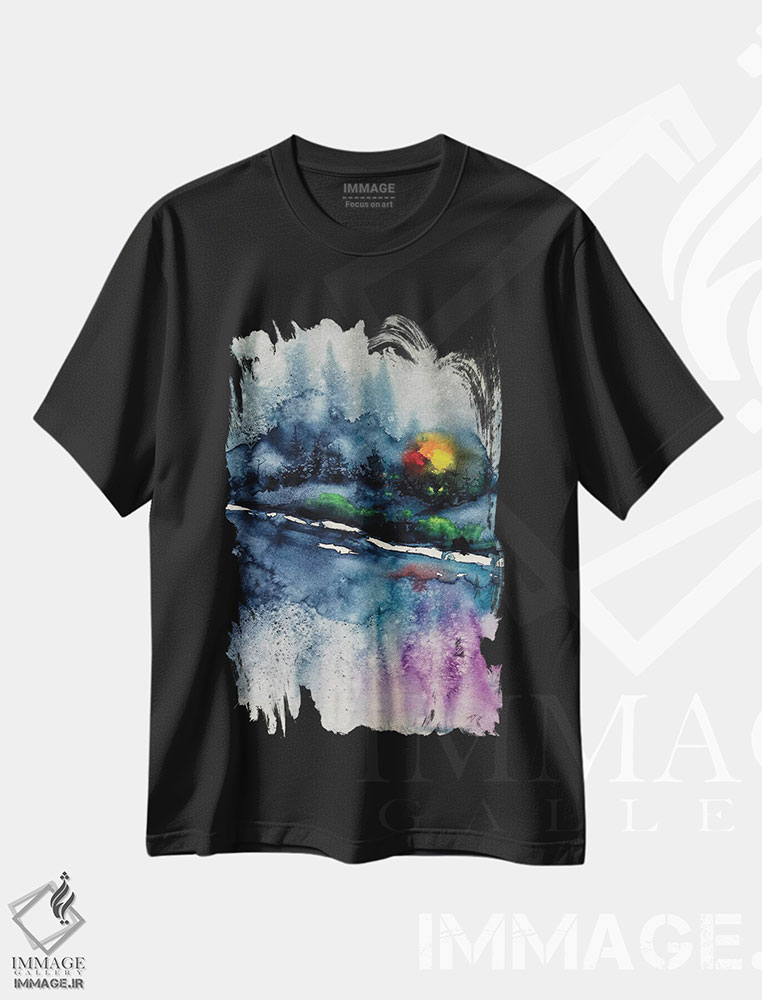 تیشرت طرح دار منظرهٔ فصل زمستان، آبستره اثر آنا بریجیتا کوواچ | فروشگاه ایماژ