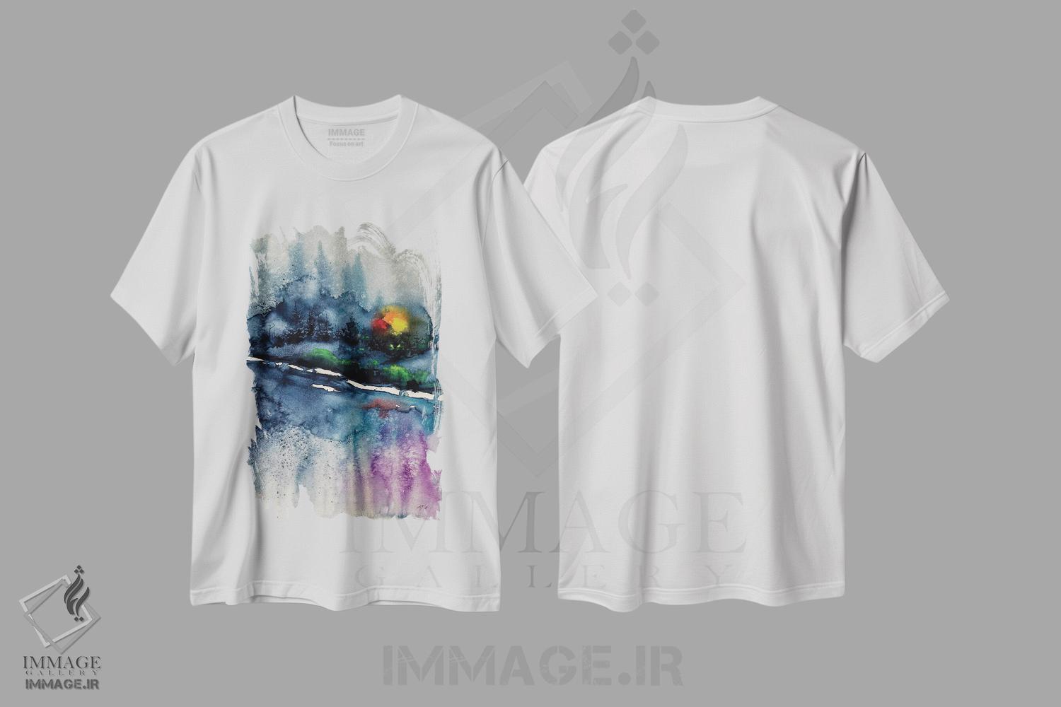 تیشرت طرح دار منظرهٔ فصل زمستان، آبستره اثر آنا بریجیتا کوواچ | immage.ir