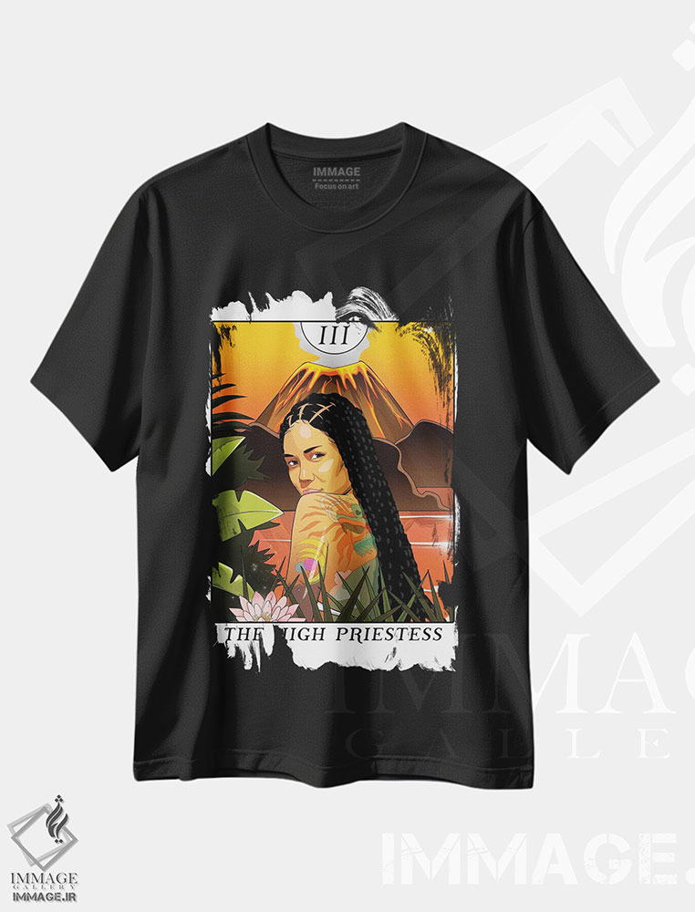 تیشرت طرح دار کاهنهٔ بزرگ، هنر آمریکایی آفریقایی تبار اثر ای-ک آرتس | فروشگاه ایماژ