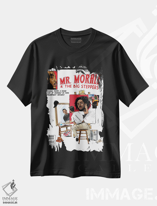 تیشرت طرح دار آقای اخلاق و قدم زن های بزرگ، هنر آمریکایی آفریقایی تبار اثر ای-ک آرتس | فروشگاه ایماژ