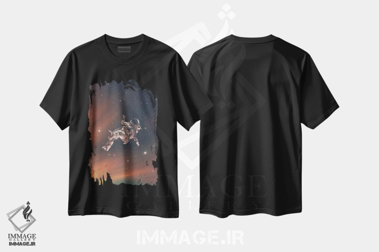 تیشرت طرح دار گم شده در فضا، هنر دیجیتال اثر آندریاس لیه | فروشگاه ایماژ