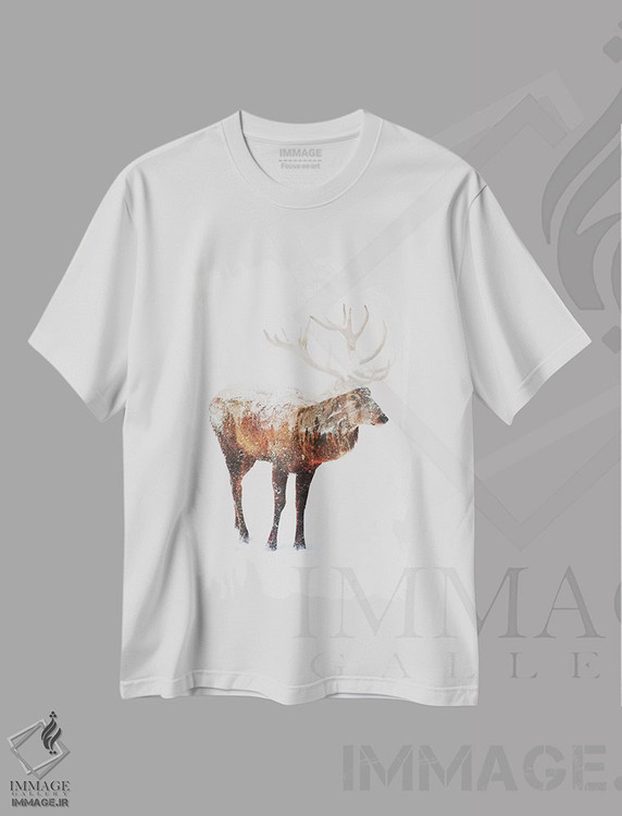 تیشرت طرح دار گوزن V، دکور کلبه و لژ اثر آندریاس لیه | immage.ir