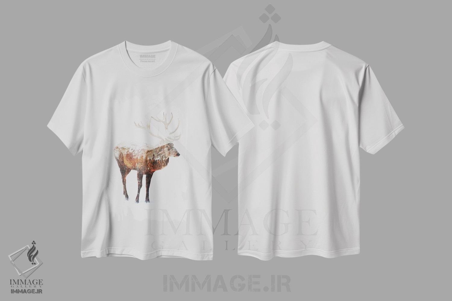 تیشرت طرح دار گوزن V، دکور کلبه و لژ اثر آندریاس لیه | immage.ir