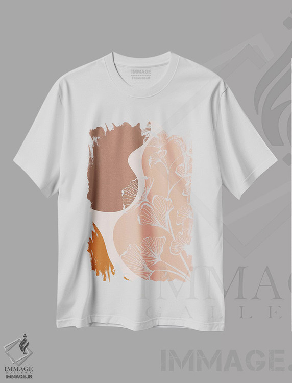 تیشرت طرح دار اشکال آلی و برگ های جینکو، تزئینی اثر آلیسا گالیتسینا | immage.ir