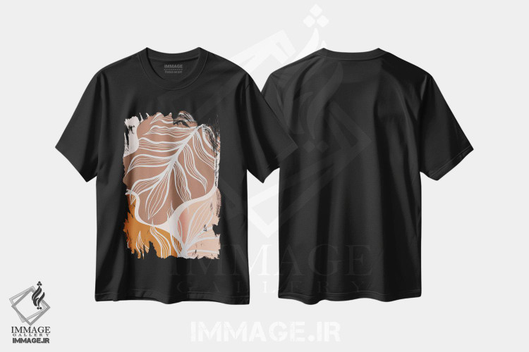 تیشرت طرح دار اشکال آلی و برگ های نخل، تزئینی اثر آلیسا گالیتسینا | فروشگاه ایماژ