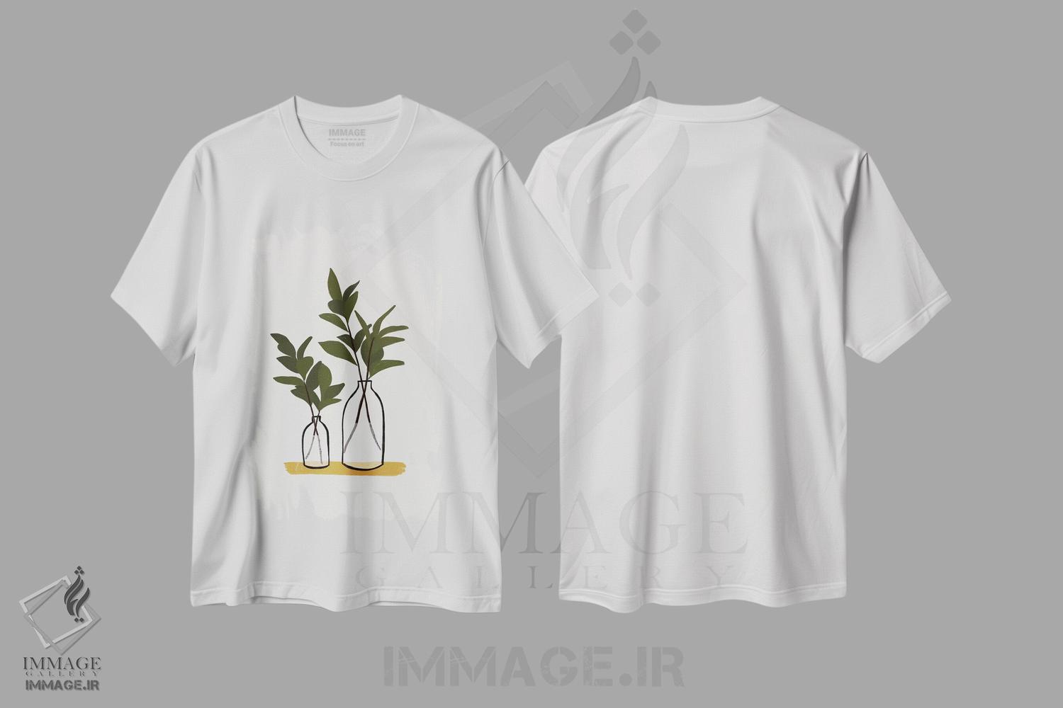 تیشرت طرح دار شاخه ها و بطری ها، تزئینی اثر آلیسا گالیتسینا | immage.ir