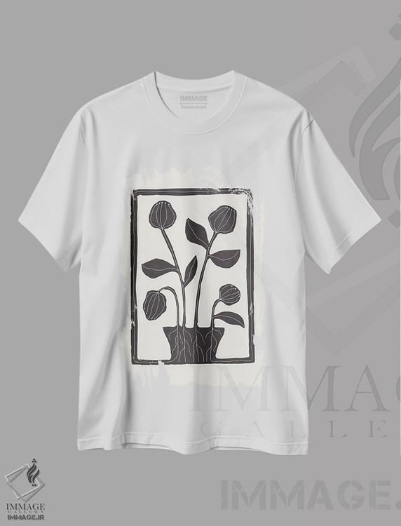 تیشرت طرح دار آرامش گل ها، هنر تزئینی سیاه و سفید اثر آلیسا گالیتسینا | immage.ir