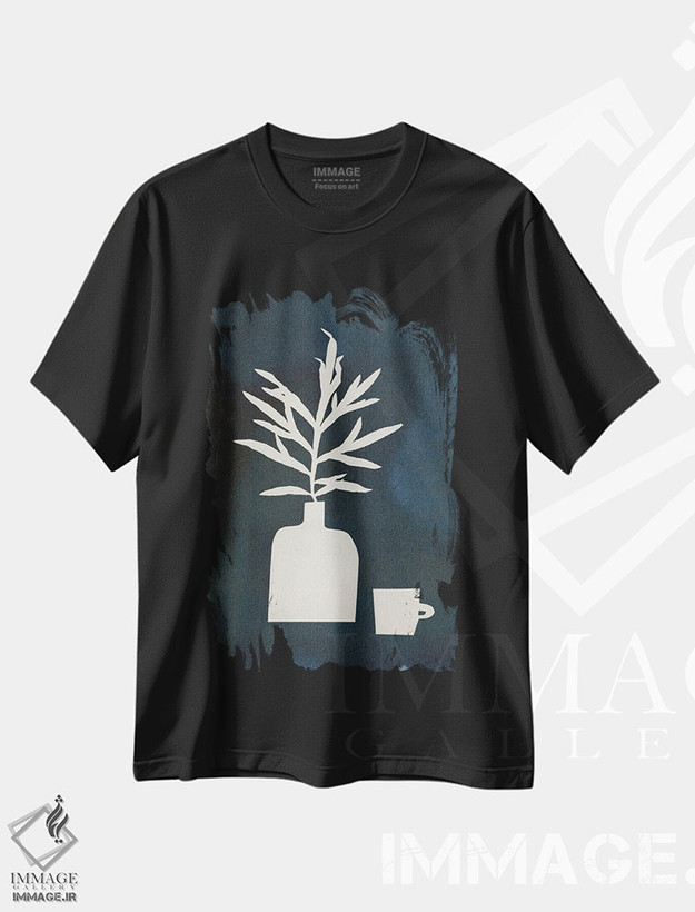 تیشرت طرح دار مطالعهٔ طبیعت بی جان به روش سیانوتایپ III، تزئینی اثر آلیسا گالیتسینا | فروشگاه ایماژ