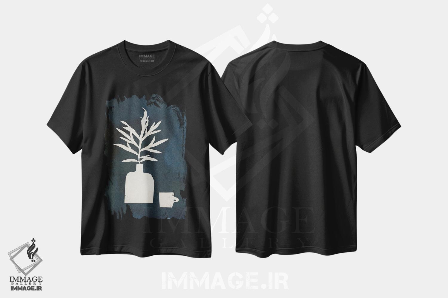 تیشرت طرح دار مطالعهٔ طبیعت بی جان به روش سیانوتایپ III، تزئینی اثر آلیسا گالیتسینا | فروشگاه ایماژ