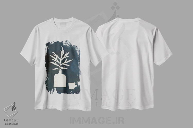 تیشرت طرح دار مطالعهٔ طبیعت بی جان به روش سیانوتایپ III، تزئینی اثر آلیسا گالیتسینا | immage.ir