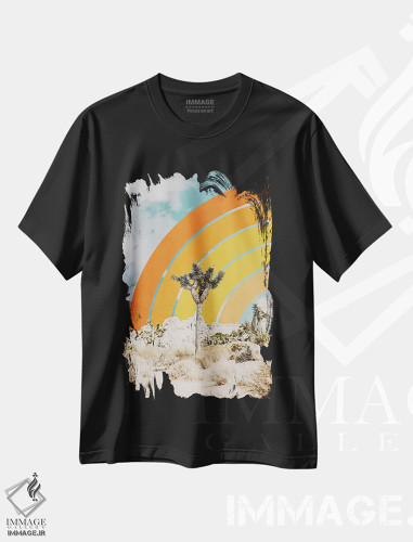 تیشرت طرح دار چشم انداز بیابان، تزئینی اثر آلیسا گالیتسینا | فروشگاه ایماژ