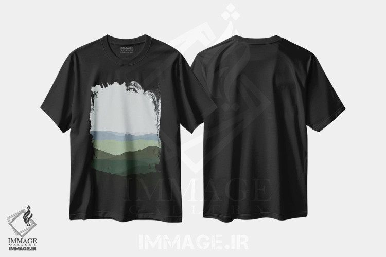تیشرت طرح دار منظره کوهستانی سبز، تزئینی اثر آلیسا گالیتسینا | فروشگاه ایماژ