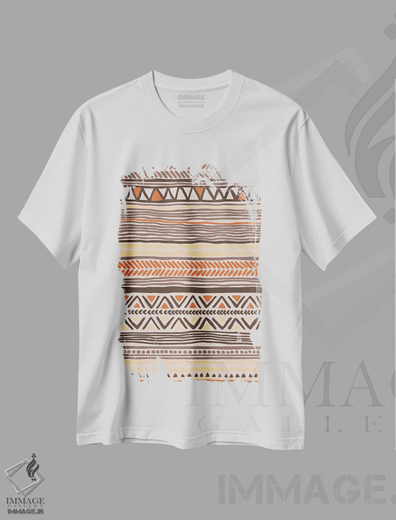 تیشرت طرح دار الگوی قومی دست کشیده، آبستره اثر آلیسا گالیتسینا | immage.ir