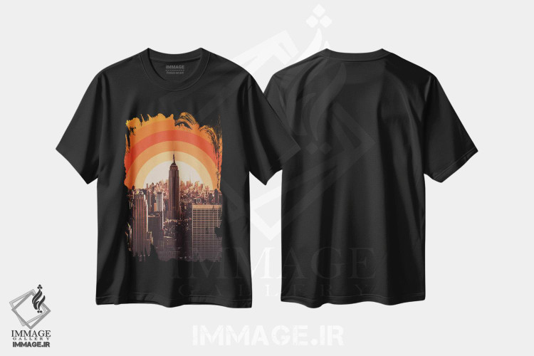 تیشرت طرح دار غروب معروف نیویورک، تزئینی اثر آلیسا گالیتسینا | فروشگاه ایماژ