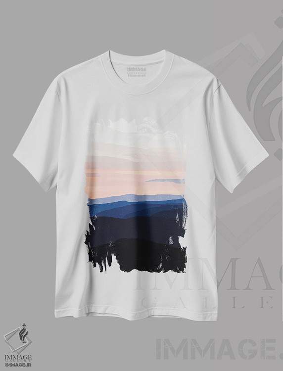 تیشرت طرح دار غروب پاستلی روی کوه ها، تزئینی اثر آلیسا گالیتسینا | immage.ir