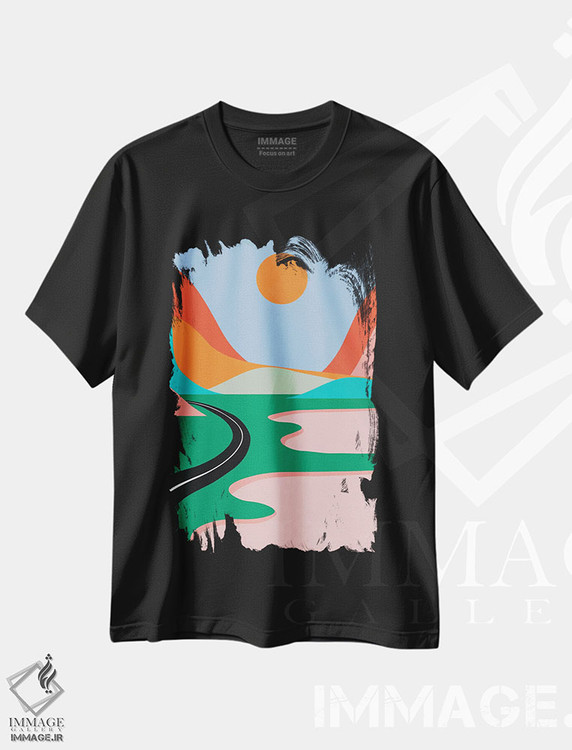 تیشرت طرح دار دریاچه های صورتی، تزئینی اثر آلیسا گالیتسینا | فروشگاه ایماژ