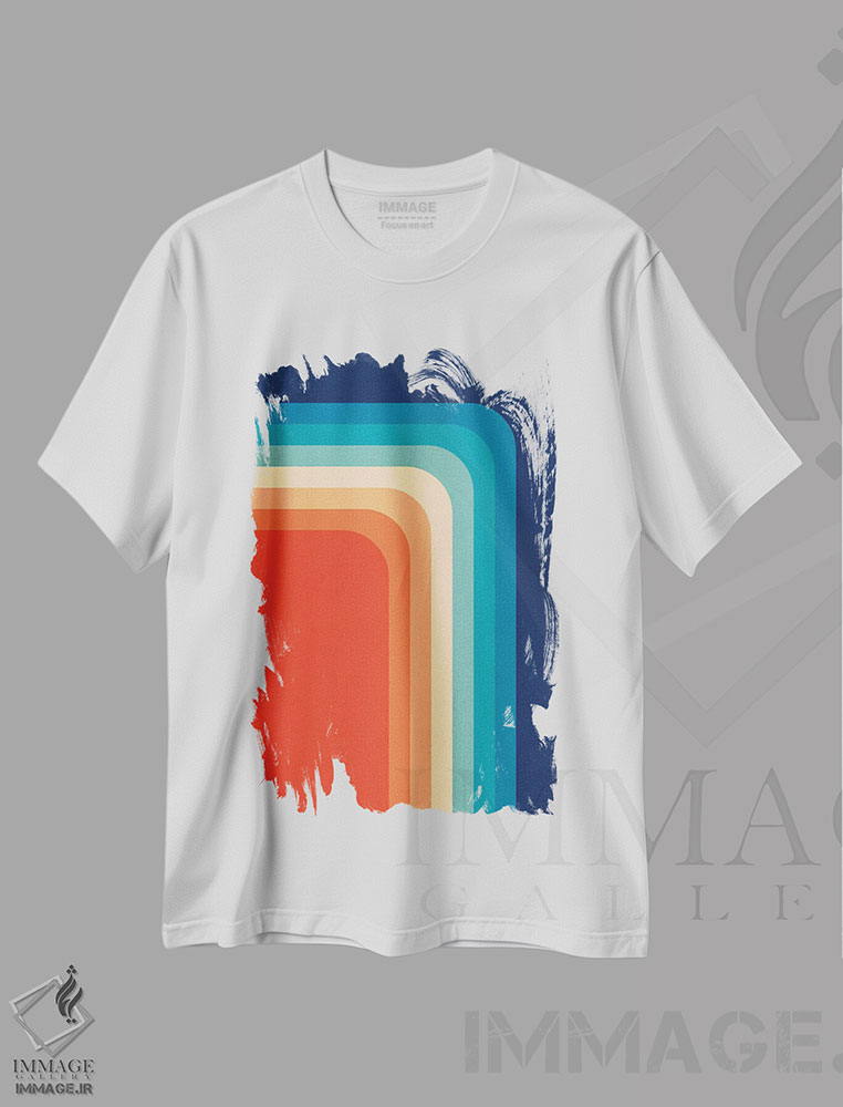 تیشرت طرح دار پالت رنگ رترو دهه ۷۰ - ۳، آبستره اثر آلیسا گالیتسینا | immage.ir