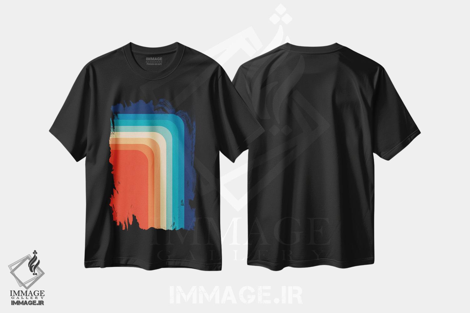 تیشرت طرح دار پالت رنگ رترو دهه ۷۰ - ۳، آبستره اثر آلیسا گالیتسینا | فروشگاه ایماژ
