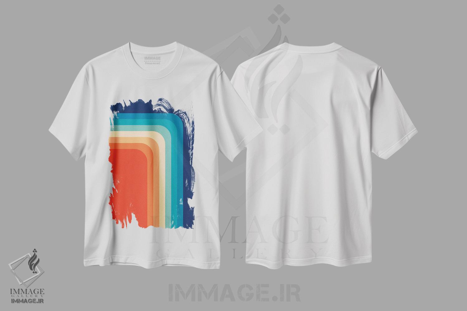 تیشرت طرح دار پالت رنگ رترو دهه ۷۰ - ۳، آبستره اثر آلیسا گالیتسینا | immage.ir