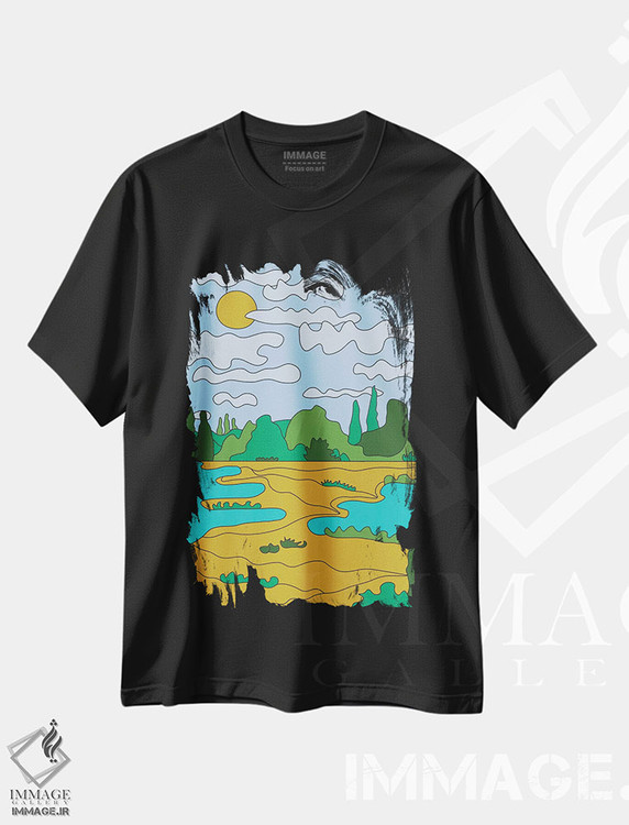 تیشرت طرح دار روز آفتابی، تزئینی اثر آلیسا گالیتسینا | فروشگاه ایماژ