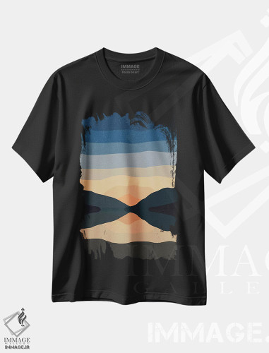 تیشرت طرح دار انعکاس کوه در غروب، تزئینی اثر آلیسا گالیتسینا | فروشگاه ایماژ