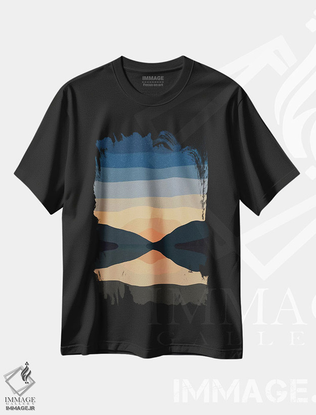 تیشرت طرح دار انعکاس کوه در غروب، تزئینی اثر آلیسا گالیتسینا | فروشگاه ایماژ