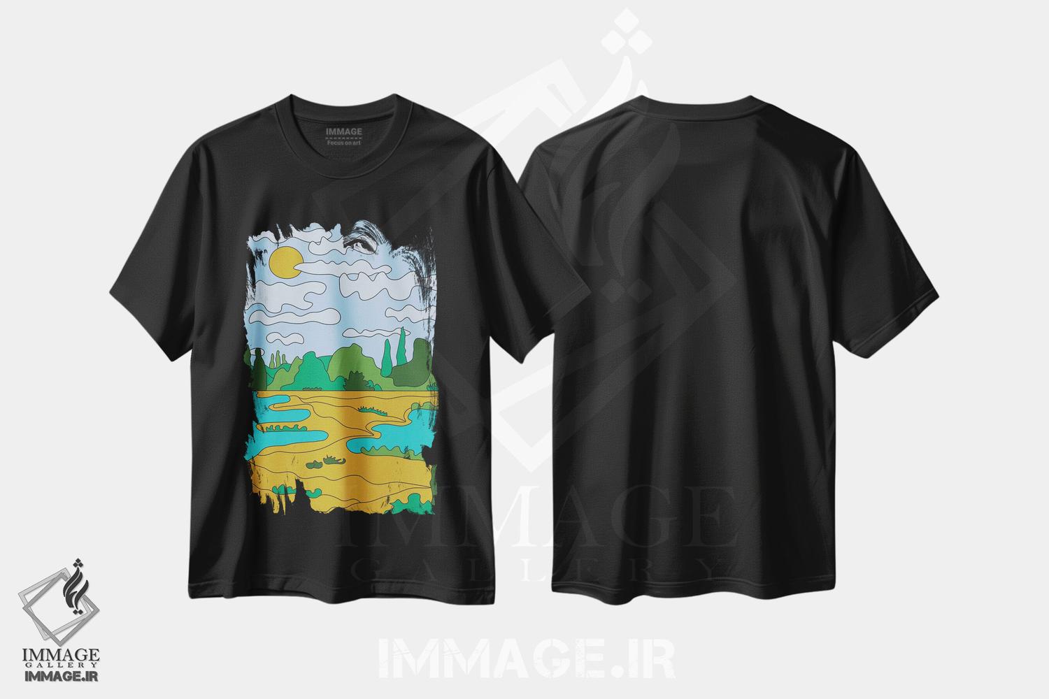 تیشرت طرح دار روز آفتابی، تزئینی اثر آلیسا گالیتسینا | فروشگاه ایماژ