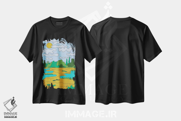 تیشرت طرح دار روز آفتابی، تزئینی اثر آلیسا گالیتسینا | فروشگاه ایماژ