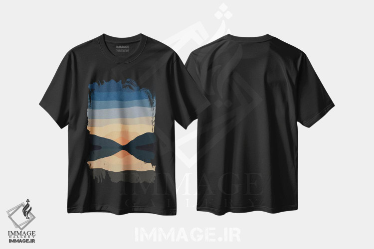 تیشرت طرح دار انعکاس کوه در غروب، تزئینی اثر آلیسا گالیتسینا | فروشگاه ایماژ