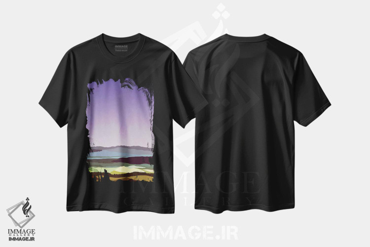تیشرت طرح دار غروب بر فراز دره، تزئینی اثر آلیسا گالیتسینا | فروشگاه ایماژ
