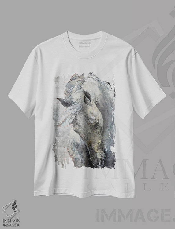 تیشرت طرح دار خاکستری خجالتی، هنر فاخر معاصر اثر آلبنا خریستوا | immage.ir