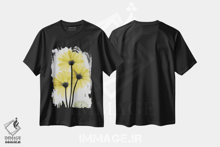 تیشرت طرح دار ژربرای طلایی، تزئینی اثر آلبرت کوئتسیِر | فروشگاه ایماژ