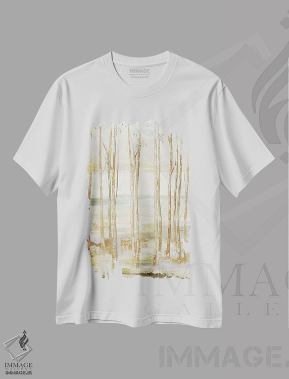 تیشرت طرح دار درختان سفید بر سفید، تزئینی اثر آلیسون پیرس | immage.ir