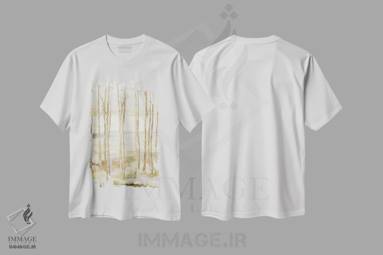 تیشرت طرح دار درختان سفید بر سفید، تزئینی اثر آلیسون پیرس | immage.ir