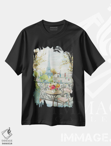 تیشرت طرح دار پاریس در ظهر، تزئینی اثر آلیسون پیرس | فروشگاه ایماژ